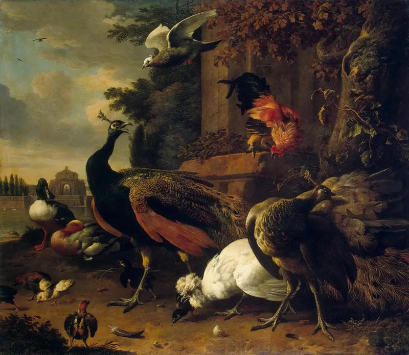 Parkta Kuşlar - Melchior de Hondecoeter