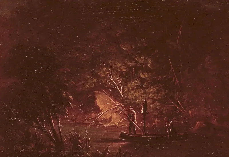 Ojibwé, meşalelerin ışığında somon avlıyor - George Catlin