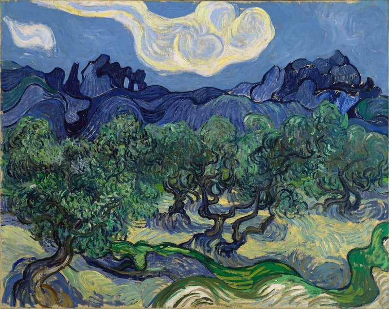 Arka planda Alpilles ile Zeytin Ağaçları - Vincent van Gogh