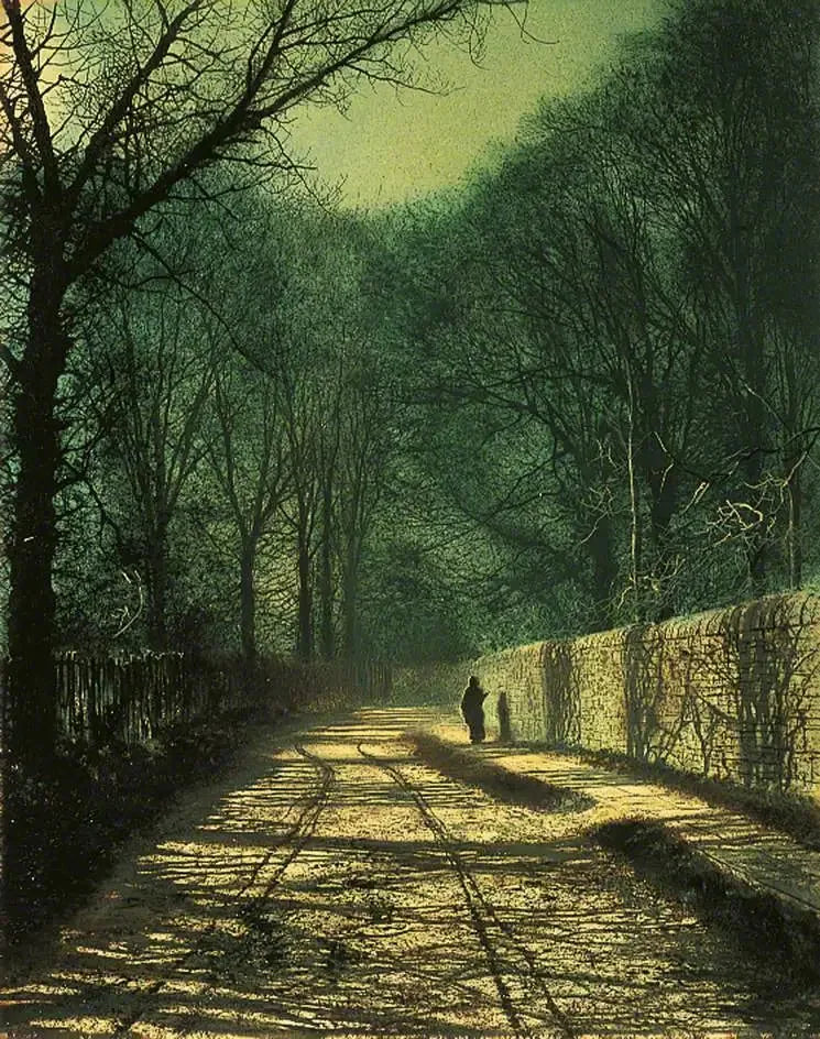 Park duvarında ağaç gölgeleri, Roundhay, Leeds - John Atkinson Grimshaw