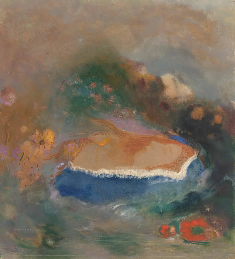 Ophélie, Mavi Pelerin Sular Üzerinde - Odilon Redon