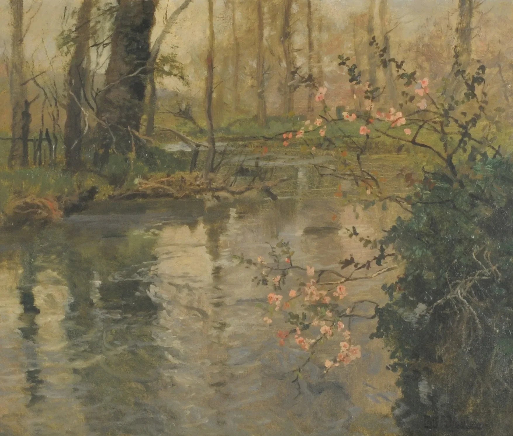 Orillas del río en primavera - Frits Thaulow image 1 reproduction d’œuvre d’art à l’huile