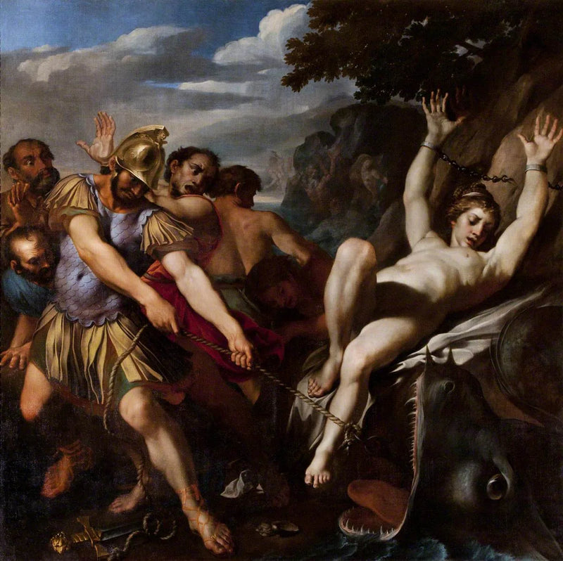 Orlando'nun deniz canavarı Olympia'yı kurtarması - Ludovico Carracci