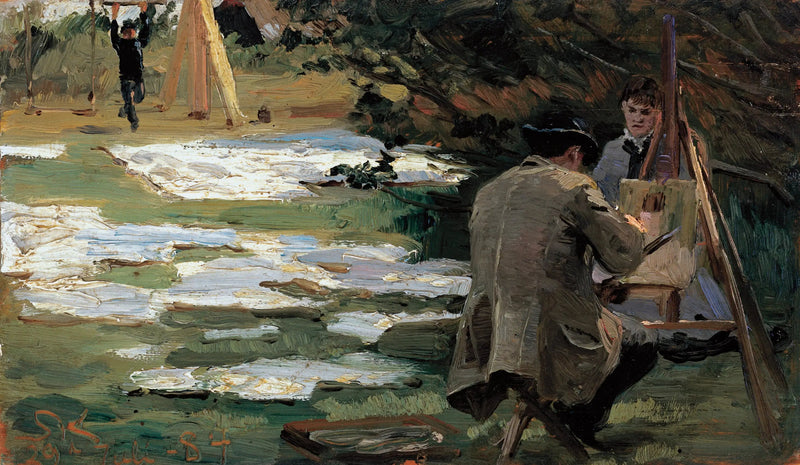Oscar Björck Brøndum Bahçesinde Resim Yaparken - Peder Severin Krøyer