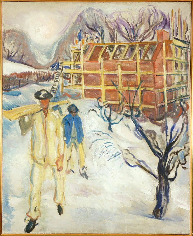 Kar Yağarken İnşaat İşçileri - Edvard Munch