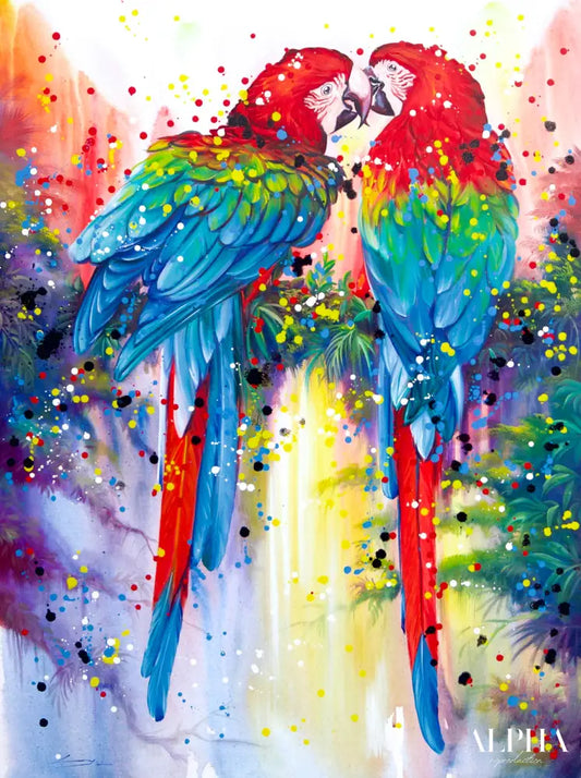 Pair of Red Parrots - Banlay | 90 X 120 cm Reproductions de tableaux à la peinture à l’huile