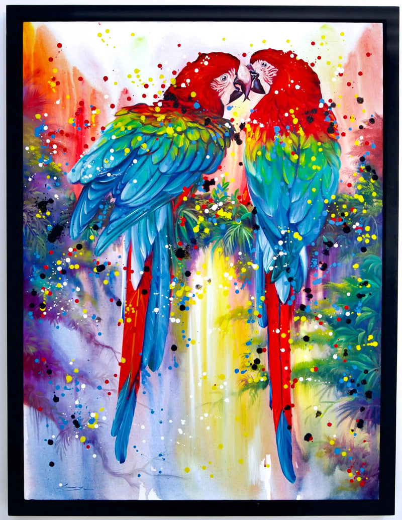 Kırmızı Papağan Çifti | 90X120 cm