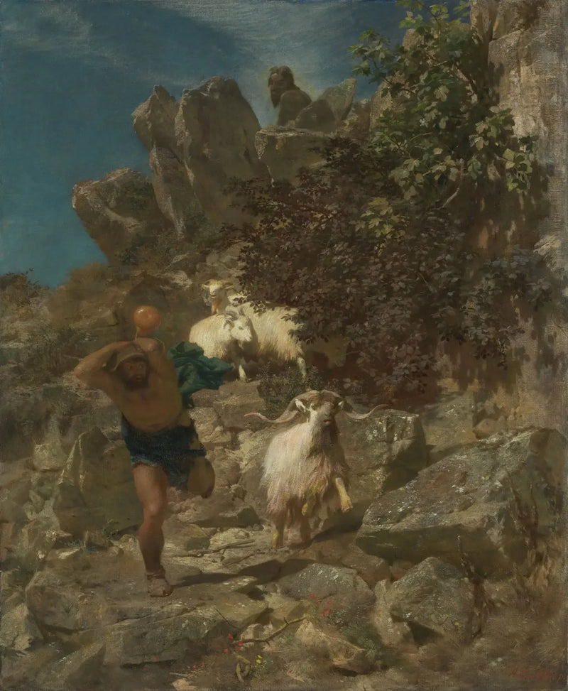 Pan bir çobanı korkutuyor - Arnold Böcklin