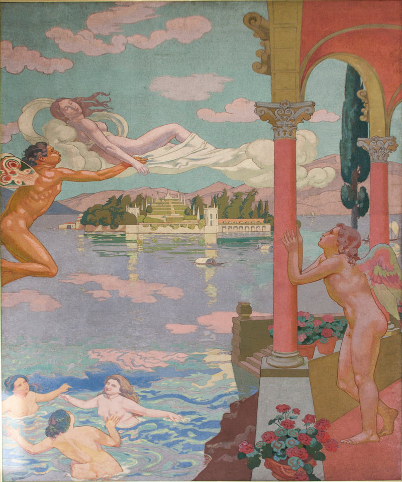 İkinci Panel. Zephyros, Aşk'ın emriyle, Psyche'yi bir zevkler adasına götürüyor - Maurice Denis