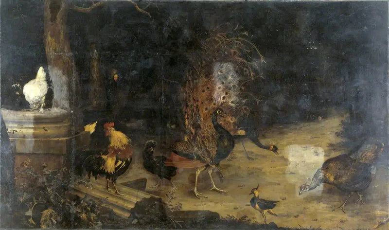Havuz ve vinçler ormanda - Melchior de Hondecoeter