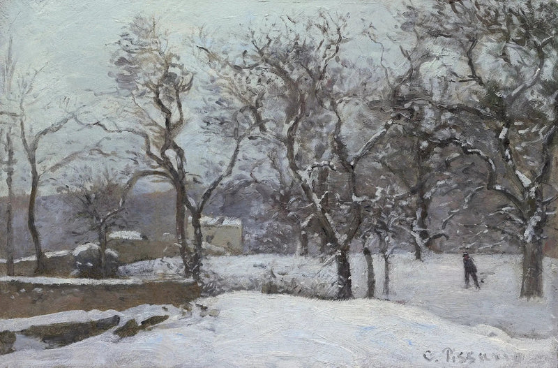 Karların altında Pont Şatosu Parkı, Louveciennes - Camille Pissarro