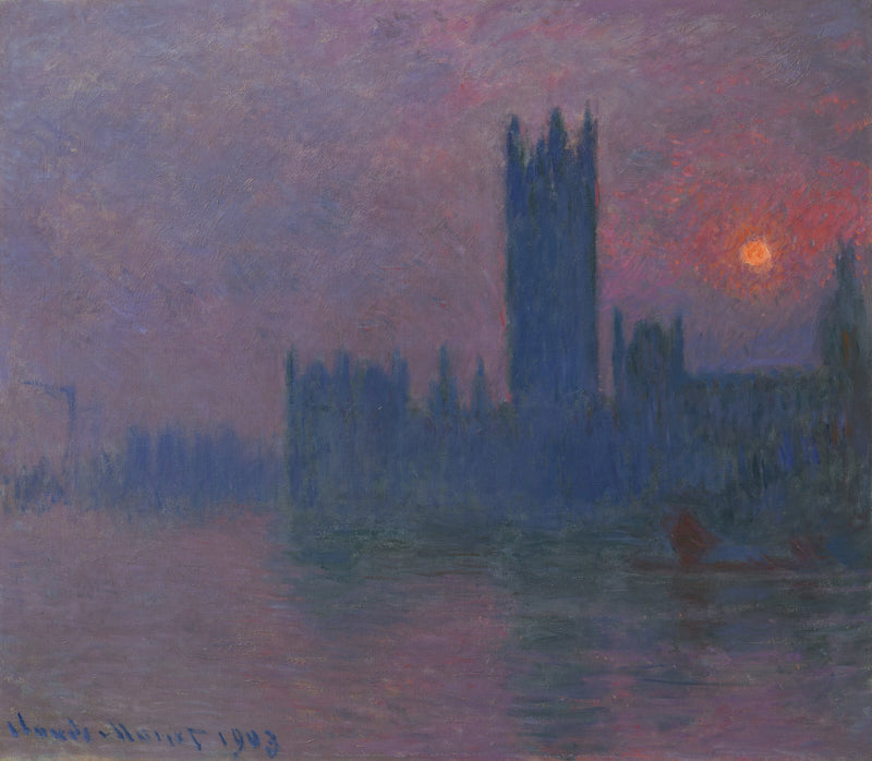 Parlamento, güneşin batışı W1604 - Claude Monet