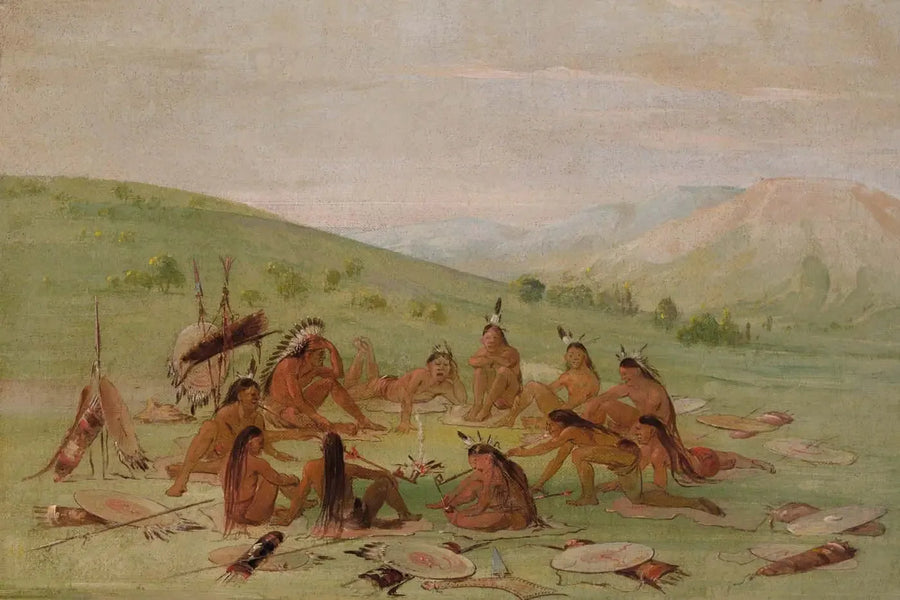 Savaş Partisi Yürüyüşü Konseyde, Mandan - George Catlin