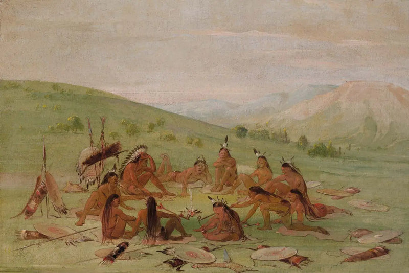 Savaş Partisi Yürüyüşü Konseyde, Mandan - George Catlin