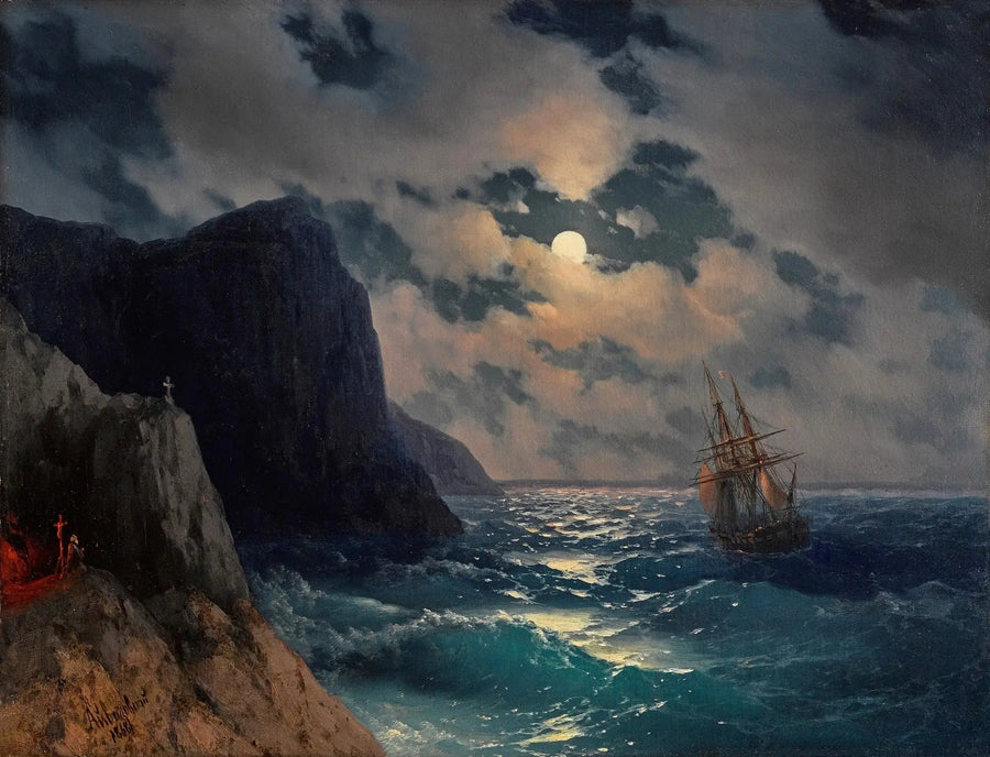 Dolunay Gecesinde Bir Gemi Geçişi - Ivan Aïvazovski