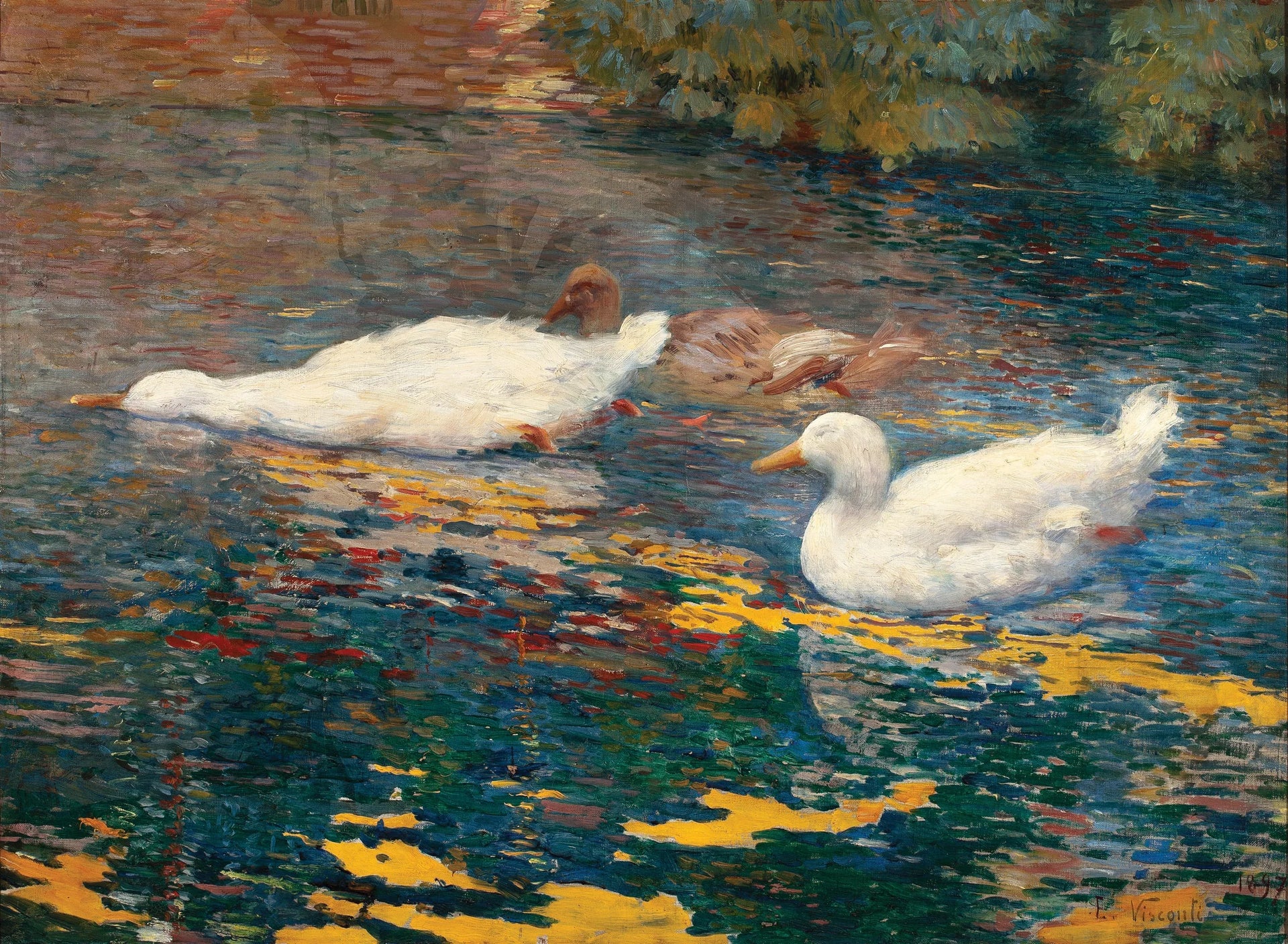 Patinhos no lago - Eliseu Visconti image 1 reproduction artisanale de tableau