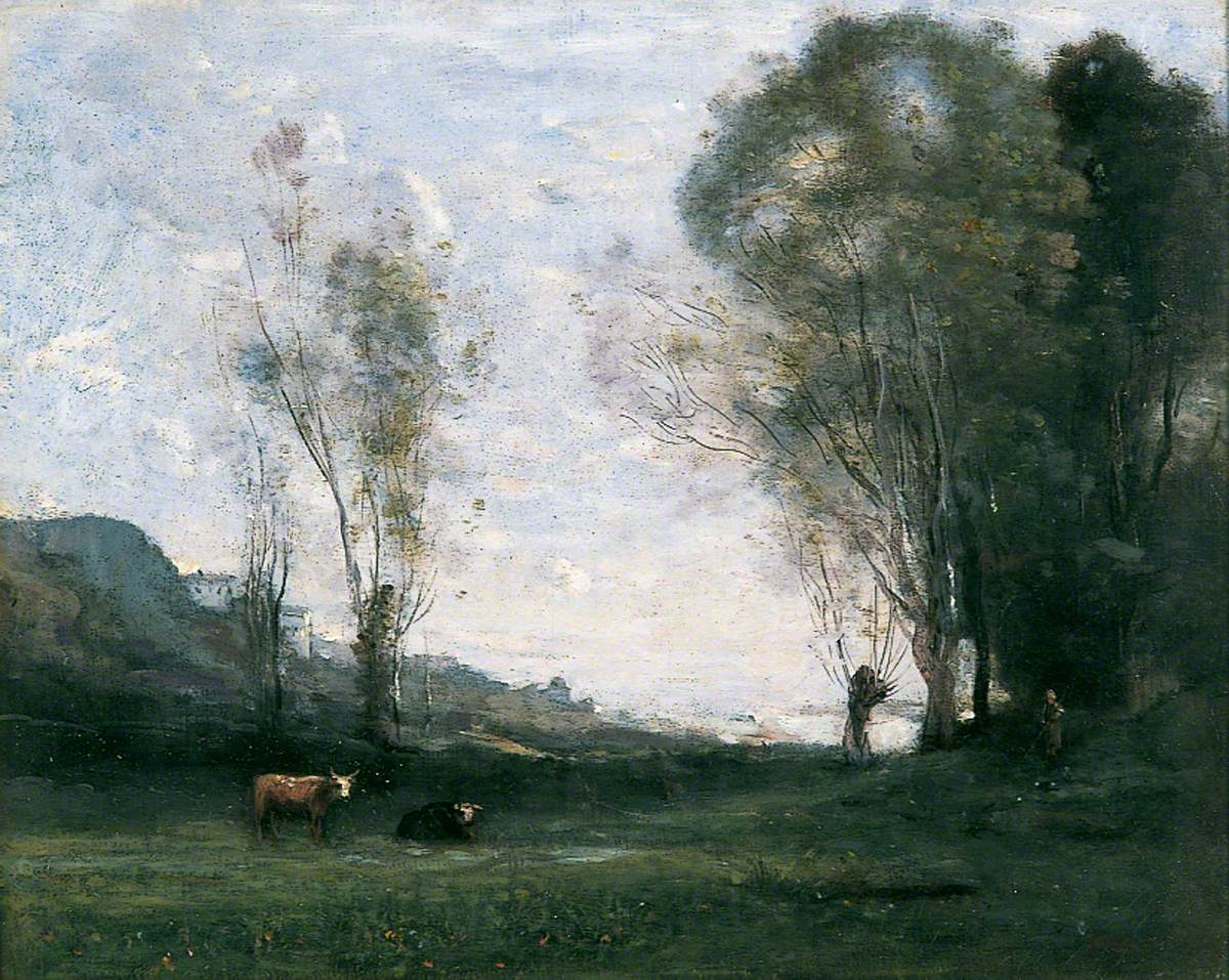 Pâturage bordé de saules - Jean-Baptiste Camille Corot