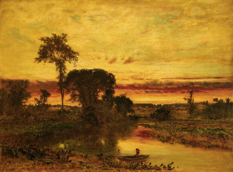 Gün Batımı Manzarası, Medfield - George Inness