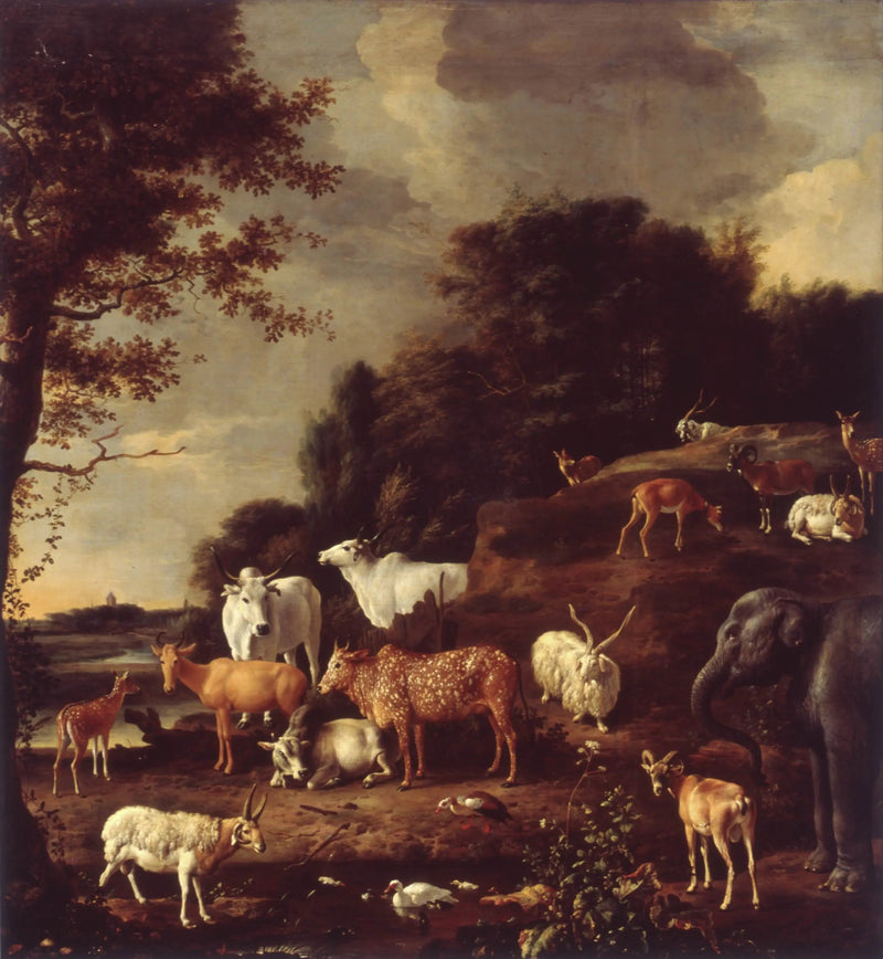 Egzotik hayvanlarla manzara - Melchior de Hondecoeter
