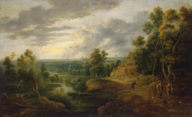 Nehir Kenarında Ağaçlı Manzara - David Teniers le Jeune