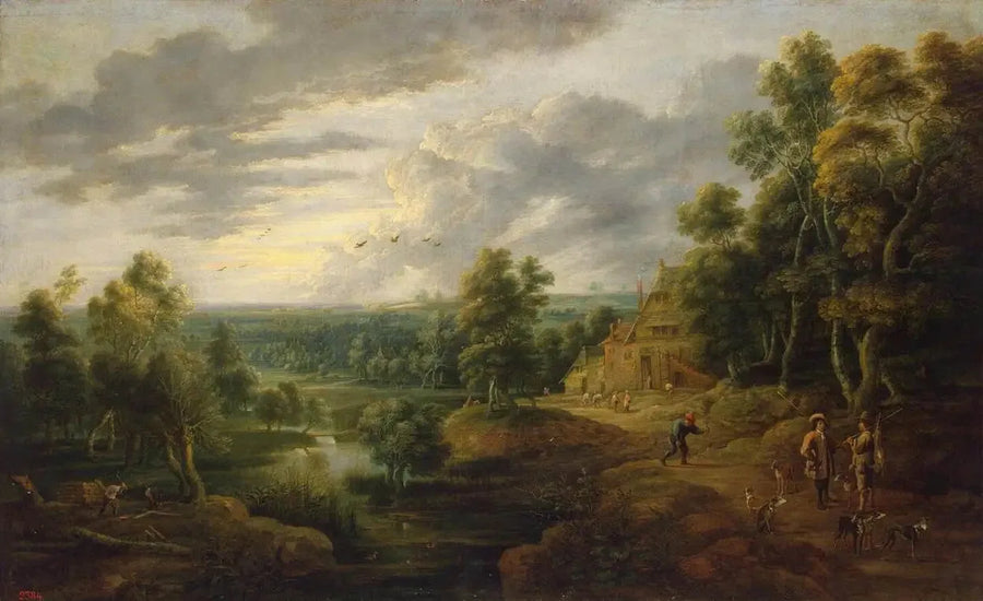 Nehir Kenarında Ağaçlı Manzara - David Teniers le Jeune