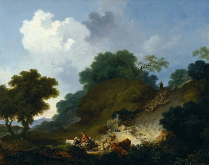 Çobanlar ve Koyun Sürüsü ile Manzara - Jean-Honoré Fragonard