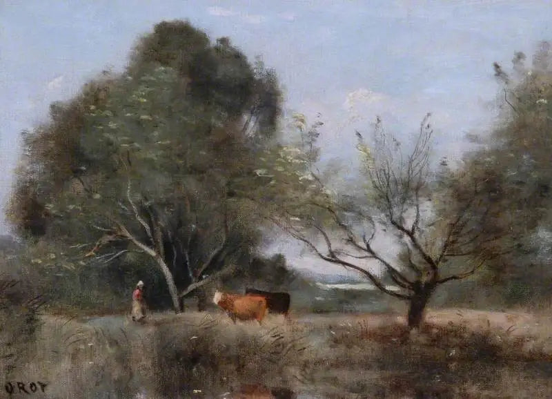 Hayvanatlı Manzara - Jean-Baptiste Camille Corot
