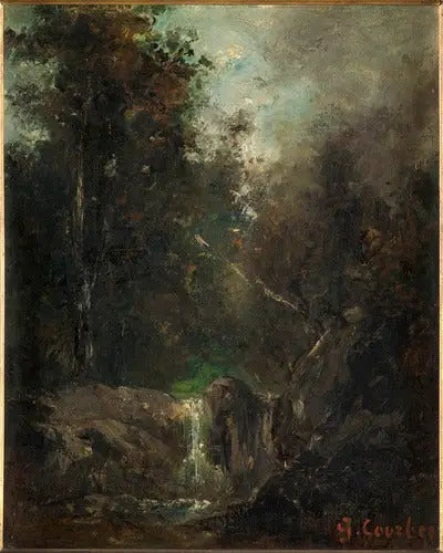 Şelale ile Manzara - Gustave Courbet