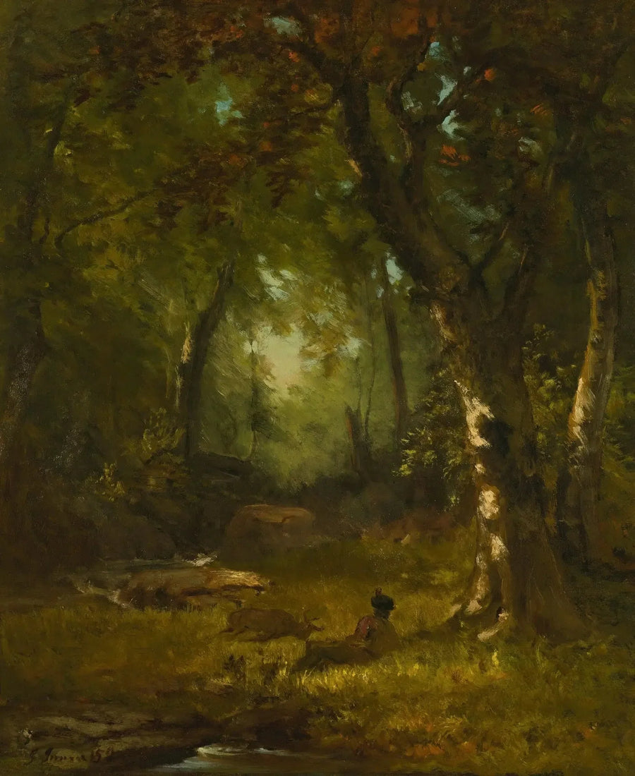 Avlu ile avcı - George Inness