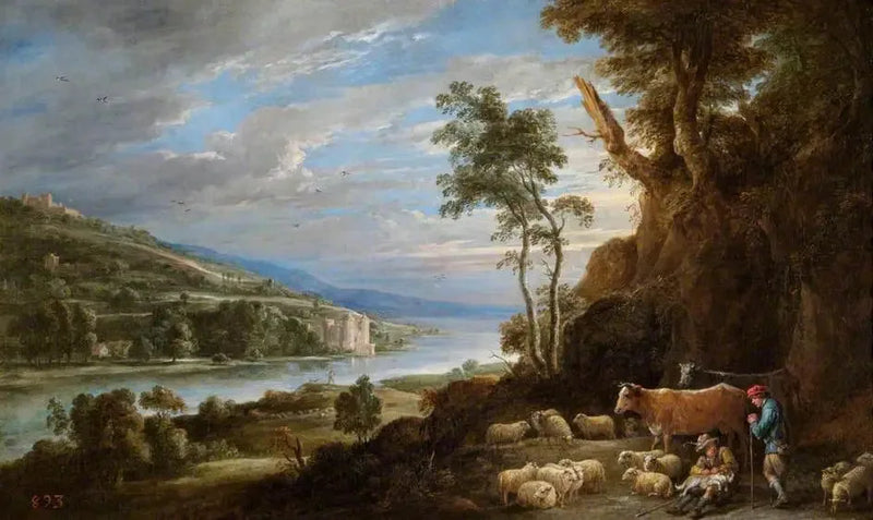Çiftçiler ve Uzakta Bir Şato Manzarası - David Teniers genç