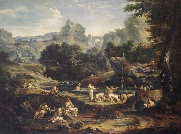 Paysage avec des moines - Sebastiano Ricci image 1 reproduction de peinture à l’huile