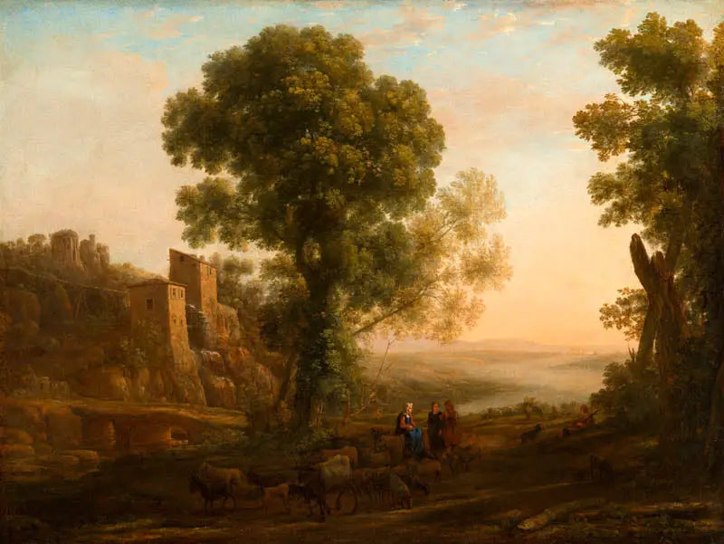 Çiftçiler ve sürüleriyle geri dönen manzara - Claude Lorrain