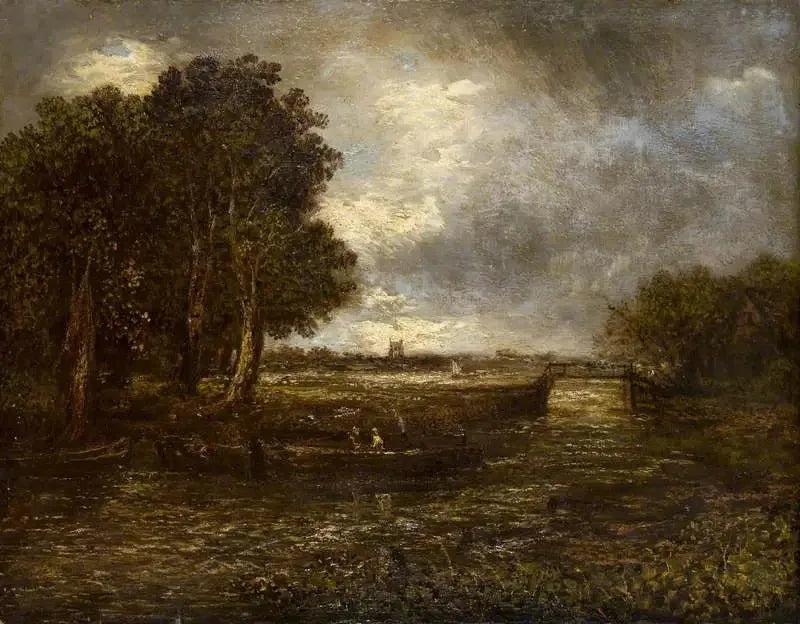 Nehirde teknelerle manzara - John Constable