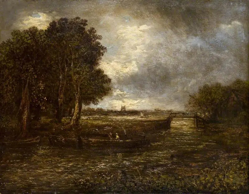Nehirde teknelerle manzara - John Constable
