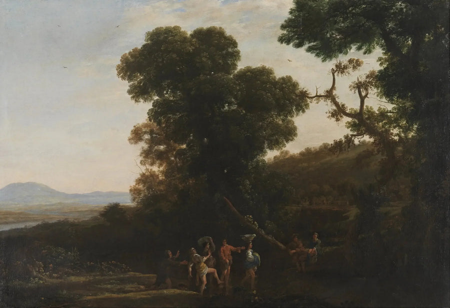 Kişilerin dereye girdiği bir manzara - Claude Lorrain