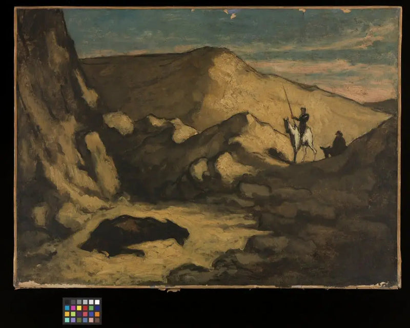 Don Quichotte ve ölü katır ile manzara - Honoré Daumier