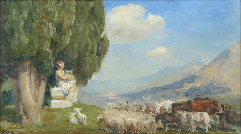 Manzara ve hayvanlar. - H. A. Brendekilde