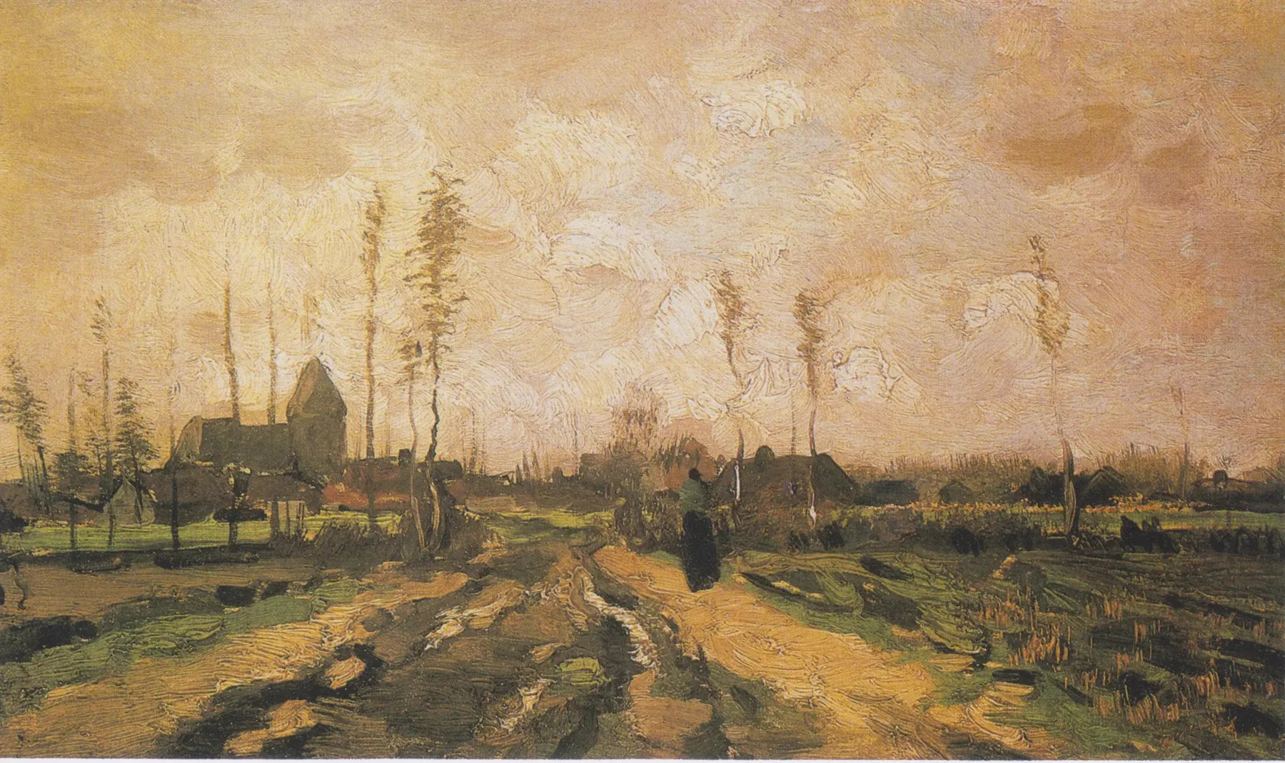 Paysage avec église et maisons - Vincent van Gogh image 1 reproduction d’œuvre d’art à l’huile