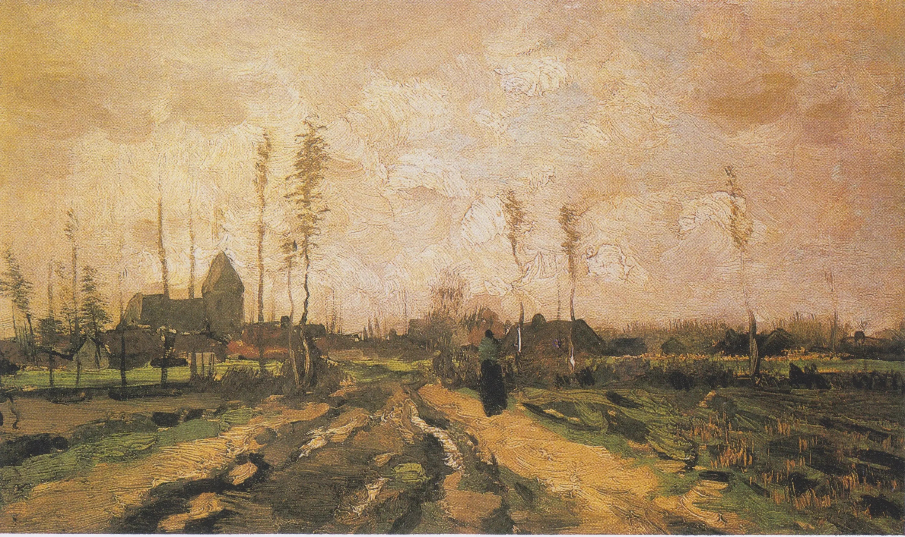 Reproduction du tableau « Paysage avec église et maisons - Vincent van Gogh » par Alpha Reproduction en peinture à l’huile