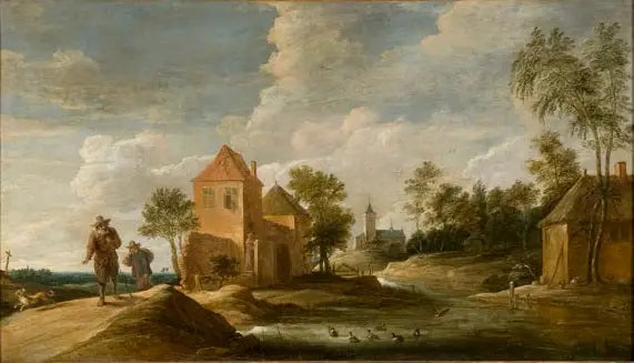 Manzara ile Kilise + Nehir - David Teniers le Jeune