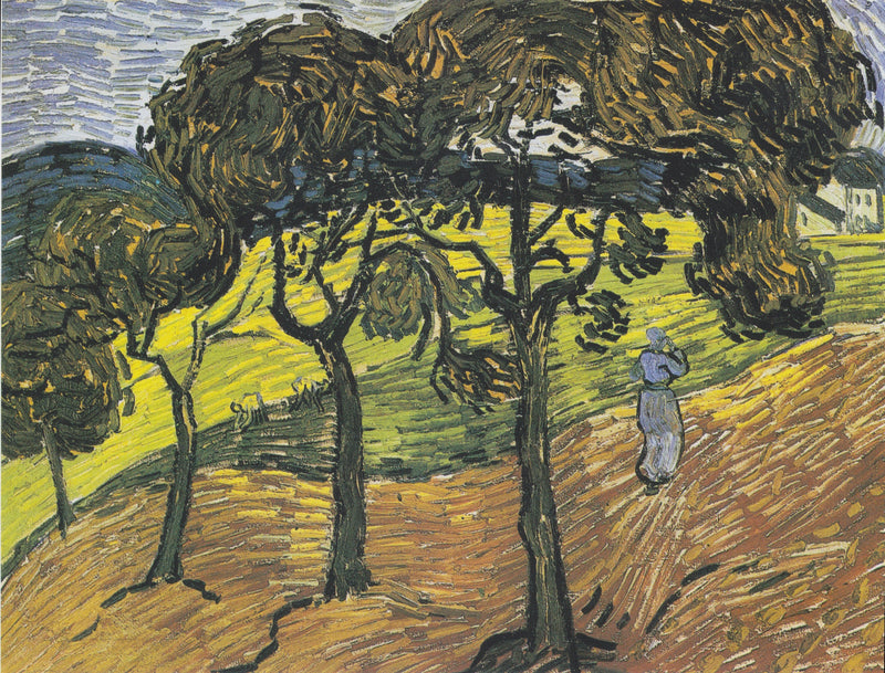Ağaçlar ve figürlerle manzara - Vincent van Gogh