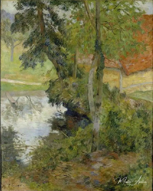 Paysage avec le toit de maison rouge - Paul Gauguin - Reproductions de tableaux et peintures haut de gamme