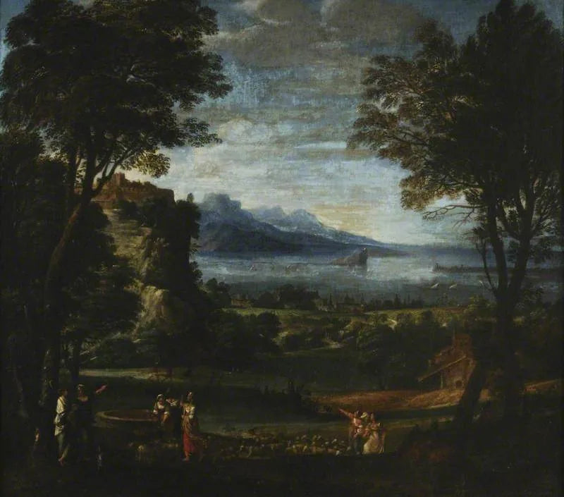 Jethrow'un Kızlarıyla Çeşmenin Manzarası - Domenichino