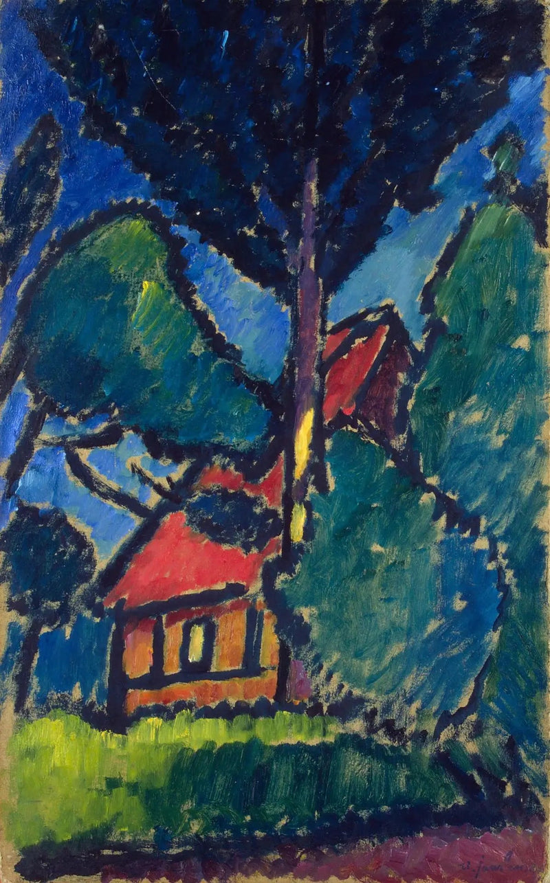 Kırmızı evli manzara - Alexej von Jawlensky