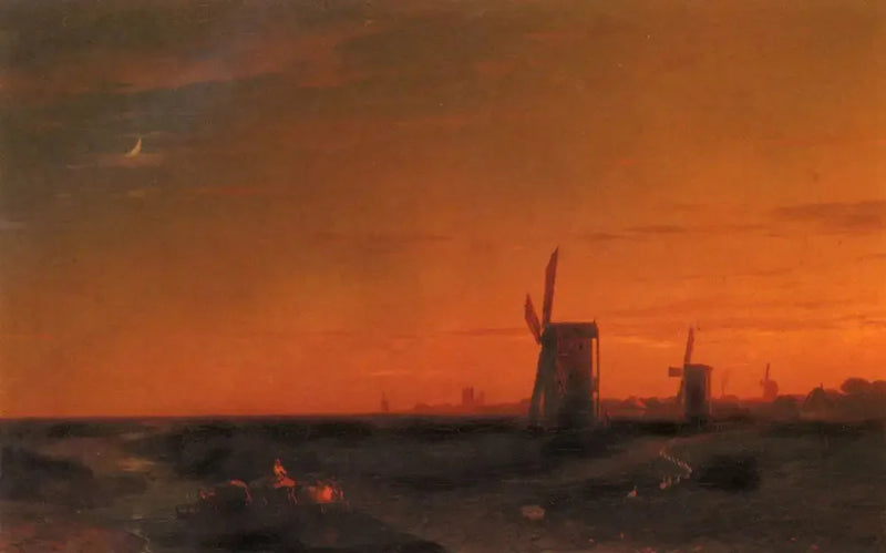 Manzara ve değirmenler - Ivan Aïvazovski