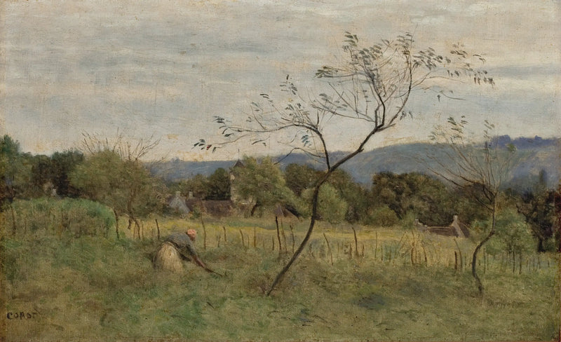 Kırsal Manzara ve Köylü Kadın - Jean-Baptiste Camille Corot