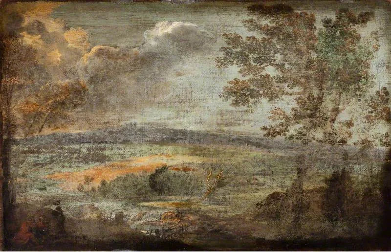 Nehir Kenarında Figürlerle Manzara - Annibale Carracci