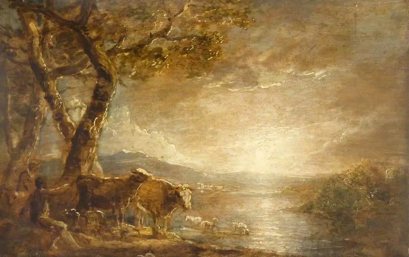 Manzara ve figürler ile hayvanlar - Thomas Gainsborough