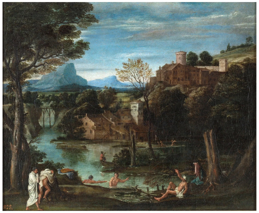 Nehir ve Yüzücülerle Manzara - Annibale Carracci