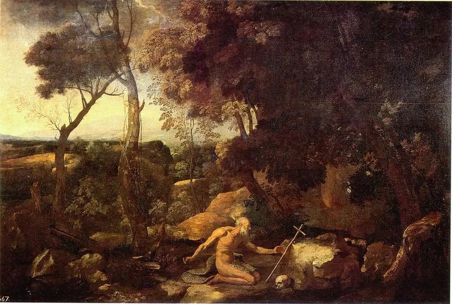 Saint Paul Ermiş ile Manzara - Nicolas Poussin